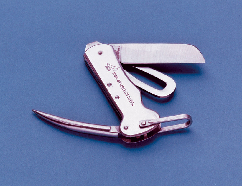 Davis Instruments Deluxe Rigging Knife, Stainless Steel Marine Knife with Marlin Spike and Shackle Key