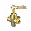 Moeller Three-Way Female Brass Fuel Valve, 1/4 in. NPT, Dual-Tank Selector, Part 033302-10