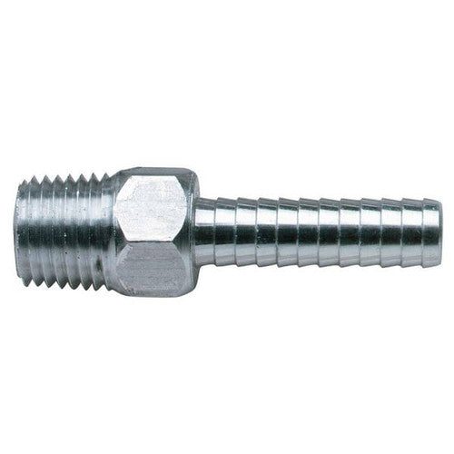 Moeller Aluminum Fuel Line Hose Barb, 3/8 Inch NPT x 3/8 Inch Barb, Blue