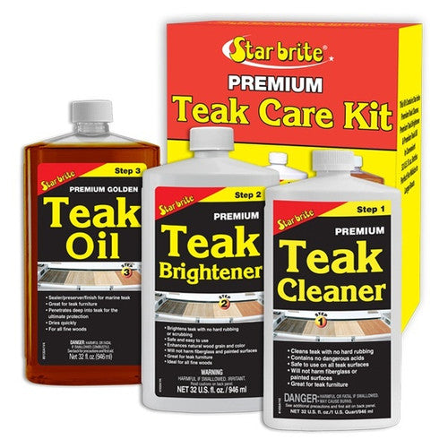 Star brite Teak Care Kit, 32 oz Teak Cleaner, Brightener, and Golden Teak Oil, 3-Piece Set