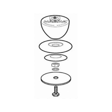Magma 10-151 Knob and Finger Guard Assembly with Fasteners for A10-1218-2 Series Marine Kettle Grills