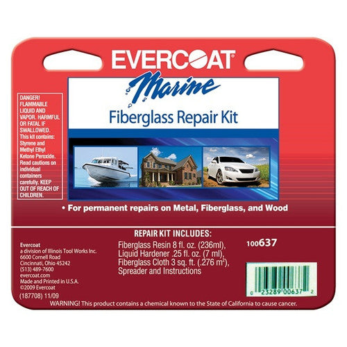 Fiberglass Evercoat Fiberglass Repair Kit 8 oz (Part 637) - Resin, Hardener and Cloth for Fiberglass and Wood Repair