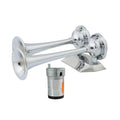 AFI 10108 Dual Trumpet Chrome Brass Mini Boat Horn Kit with 12 Volt Compressor