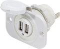 Blue Sea Systems Dual USB Charger Socket Mount, White, 12V DC 2.1A