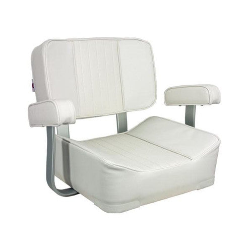 Springfield 1040002 Deluxe Captain's Boat Seat with Armrests, White