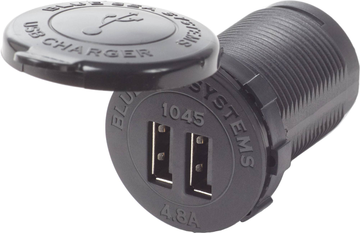 Blue Sea Systems 1045 Dual USB Fast Charge Socket Mount, 12V/24V, 4.8A