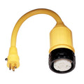 Marinco 115A Pigtail Adapter, 15A 125V Male to 50A 125V Female, Locking, Yellow