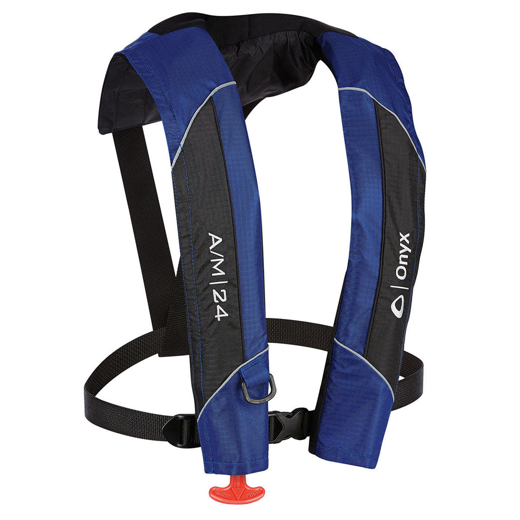 Onyx A/M-24 Automatic/Manual Inflatable Life Jacket - Adult Universal Fit, 30-52 Inch Chest, Available in Blue or Green