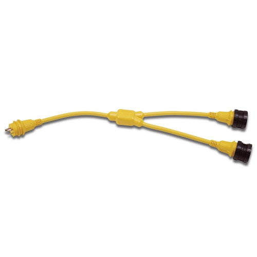 Marinco 157AY Y Adapter, 30 Amp 125 Volt to Two 30 Amp 125 Volt Shore Power Splitter, Yellow