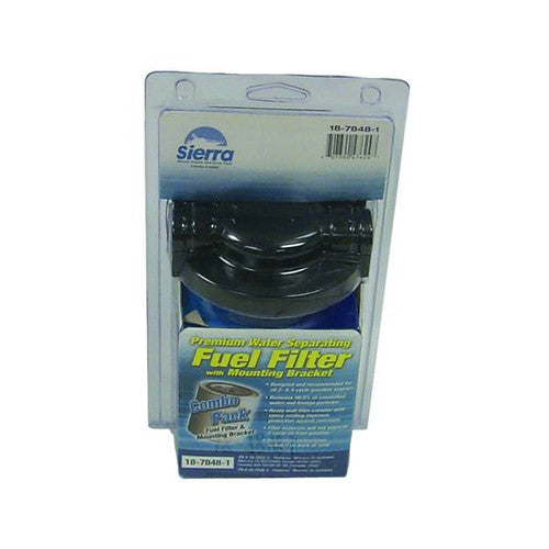 Sierra 18-7848-1 Fuel Water Separator Filter Kit, 1/4 Inch Aluminum Bracket, Short Filter, Replaces Mercury 35-60494A4