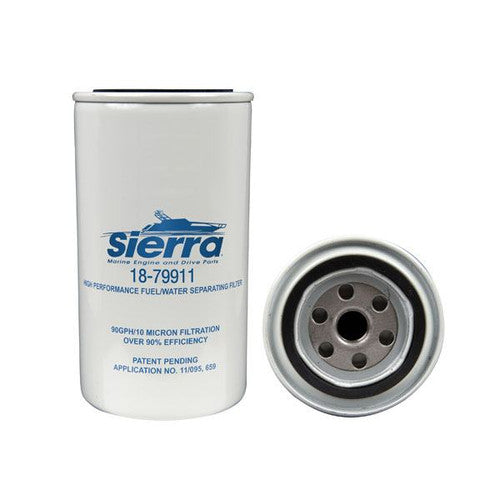 Sierra 18-79911 10 Micron Fuel Water Separator Filter, Replaces 35-8M0079962, for Mercury/Mercruiser Fuel Injected Engines