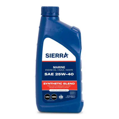 Sierra 25W-40 FC-W Cat Synthetic Blend 4-Stroke Marine Engine Oil, Quart, Cross-Reference Mercury 92-8M0078629