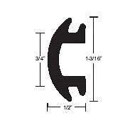 TACO Metals Rub Rail Insert - Black Vinyl, Available in 1" x 70' and 1-13/16" x 1/2" x 50' Sizes