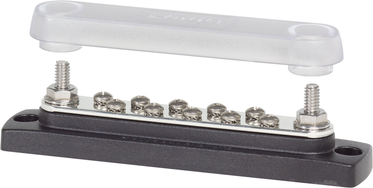 Blue Sea Systems 2300 Common BusBar, 150A, 10-Gang Screw Terminal with Insulating Cover
