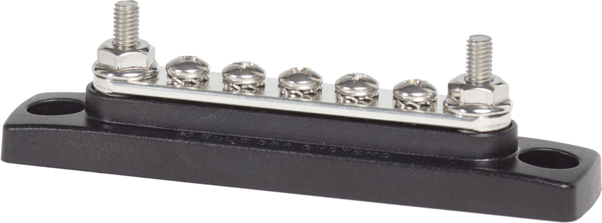 Blue Sea Systems 2304 Mini BusBar, 100 Amp, 5-Terminal Power Distribution Block, No Cover, Black