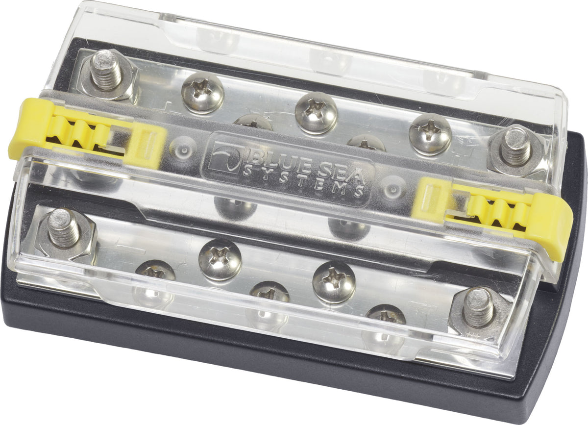 Blue Sea Systems 2722 DualBus Plus Common BusBar, 150A, 5 x #10-32 Screw / 2 x 1/4-20 Stud Terminals
