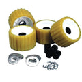 CE Smith Ribbed Roller Kit, Yellow TPR, 5 Inch Rollers for 1-1/8 Inch Shaft, Set of 4