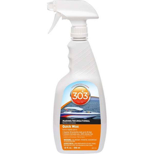 303 Products Marine Quick Wax, Carnauba Wax Spray-On Boat Wax with UV Protection, 32 oz