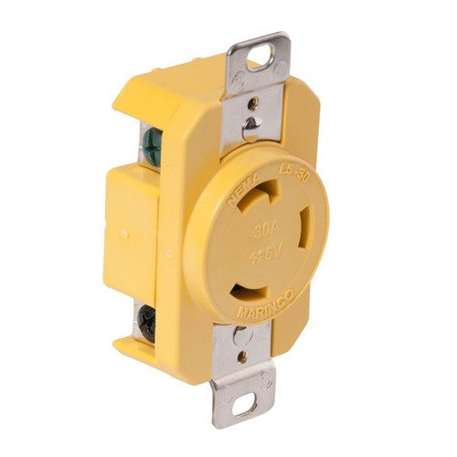 Marinco 305CRR 30-Amp 125-Volt Female Shore Power Receptacle, Yellow