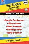 Fishing Hotspots Bull Shoals West Section Fishing Map, Highway 125 to Taneycomo Dam, Arkansas Fishing Series L172