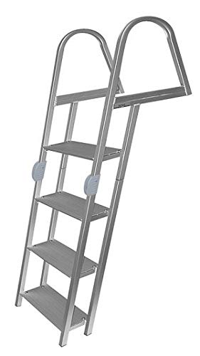 JIF Marine ERR7 7-Step Folding Aluminum Dock Ladder, 300 lb Capacity