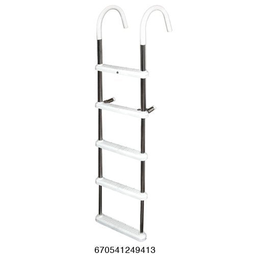 JIF Marine Stainless Steel Gunwale Hook Ladder - 3-Step to 5-Step, 7" to 11" Hook Depth
