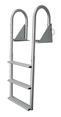 JIF Marine DJW5-W 5-Step Flip-Up Aluminum Dock Ladder with Extra-Wide 4 Inch Steps, 750 Pound Capacity