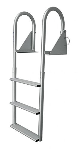 JIF Marine DJW5-W 5-Step Flip-Up Aluminum Dock Ladder with Extra-Wide 4 Inch Steps, 750 Pound Capacity