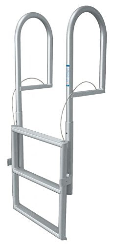 JIF Marine DJX5 5-Step Retractable Sliding Dock Ladder, Aluminum, 60 Inch, 750 Pound Capacity