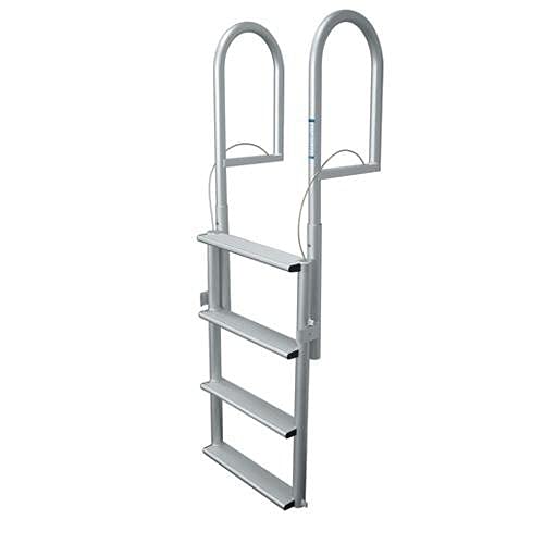 JIF Marine DJX4-W 4-Step Retractable Sliding Dock Lift Ladder, 750 lb Capacity, Aluminum