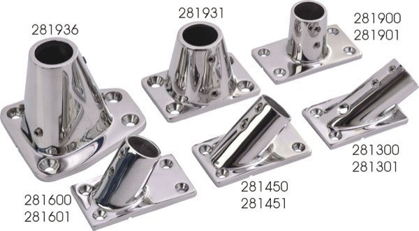 Sea-Dog Rectangular Base Rail Fittings - 316 Stainless Steel, Available in 60 Degree x 7/8" to 90 Degree x 1" Tube