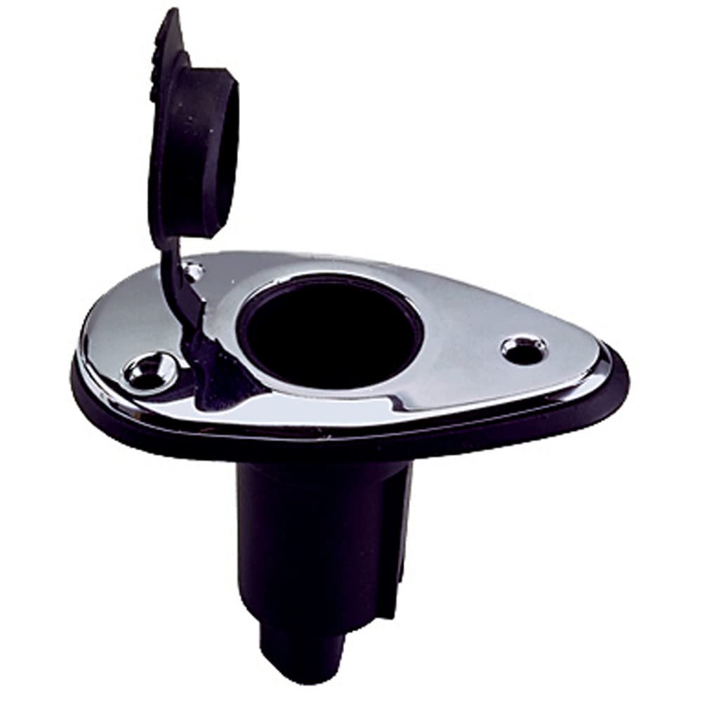Perko 1048P00DP Chrome-Plated 2-Pin Plug-In Light Base, Threaded Collar, 5 Degree Rake
