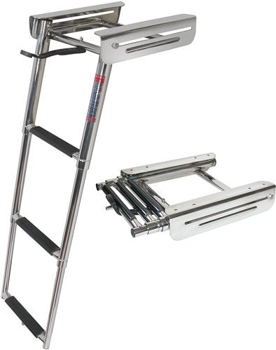 JIF Marine FOG4 4-Step Under Platform Sliding Boat Ladder, Stainless Steel 316