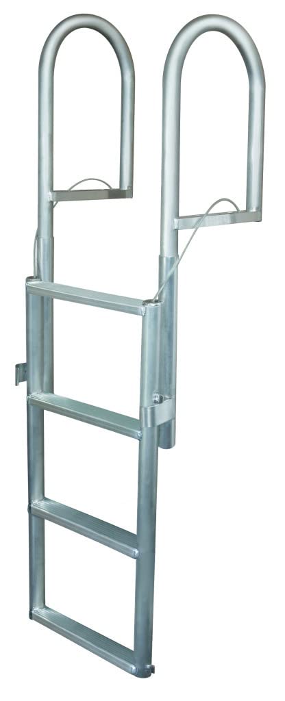 JIF Marine EWI4 4-Step Retractable Floating Dock Lift Ladder, Anodized Aluminum