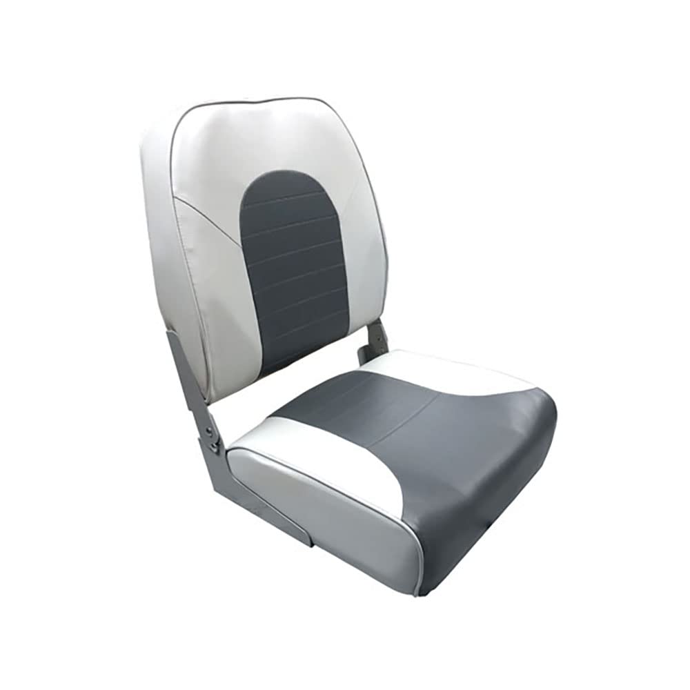 Gen3 Marine High Back Folding Boat Seat, Gray/Charcoal, 6-118GC