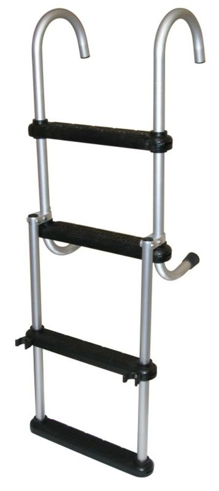 JIF Marine ASC5 5-Step Folding Pontoon Ladder, Removable Aluminum Boat Ladder
