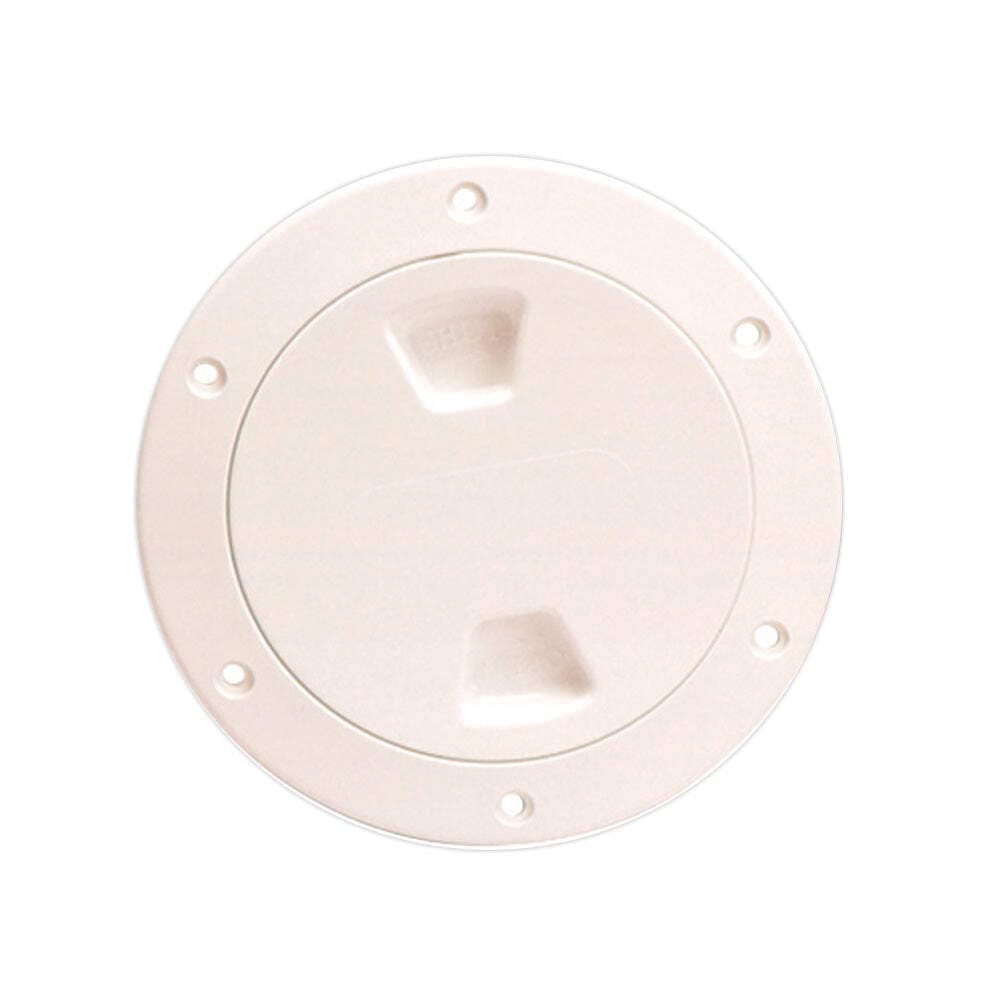 Beckson Marine 4" Smooth Center Screw-Out Deck Plate - Available in Beige and White