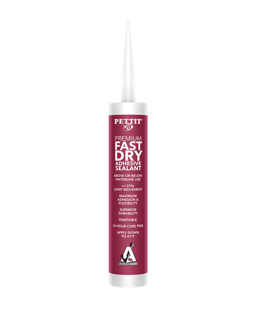 Pettit AnchorTech Premium Fast Dry Adhesive Sealant, White, 10.1 oz Cartridge