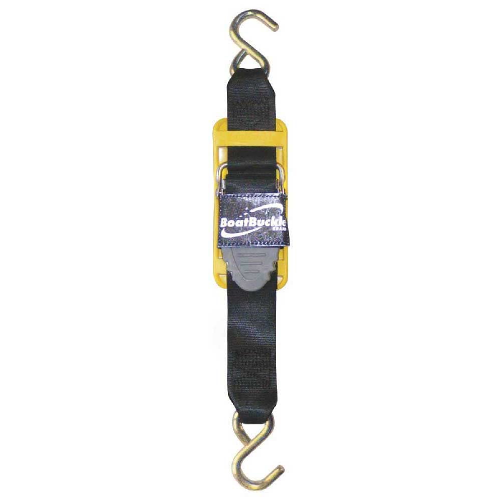 BoatBuckle Pro Series Kwik-Lok Transom Tie-Down, 2-Inch Webbing, Black, Pack of 2 - Available in 2-Foot and 4-Foot Lengths