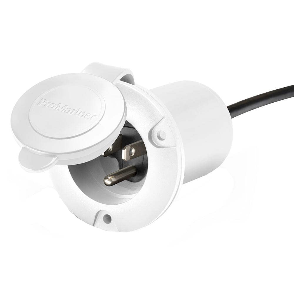 ProMariner Universal AC Plug Holder - Watertight 120V Shore Power Plug Mount, Black or White