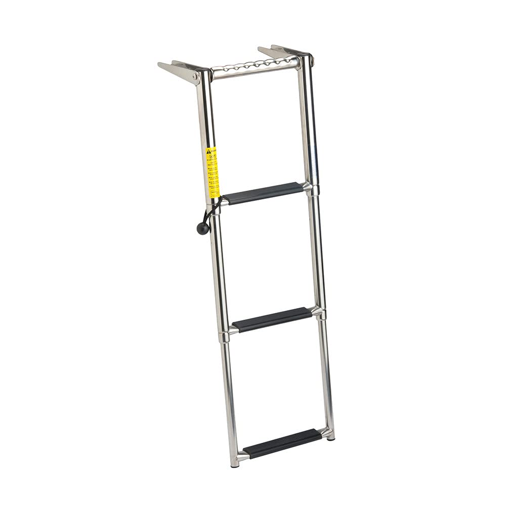 Garelick 19623-61 Over-Platform Telescoping Drop Ladder, 3-Step Stainless Steel, 400 Pound Capacity