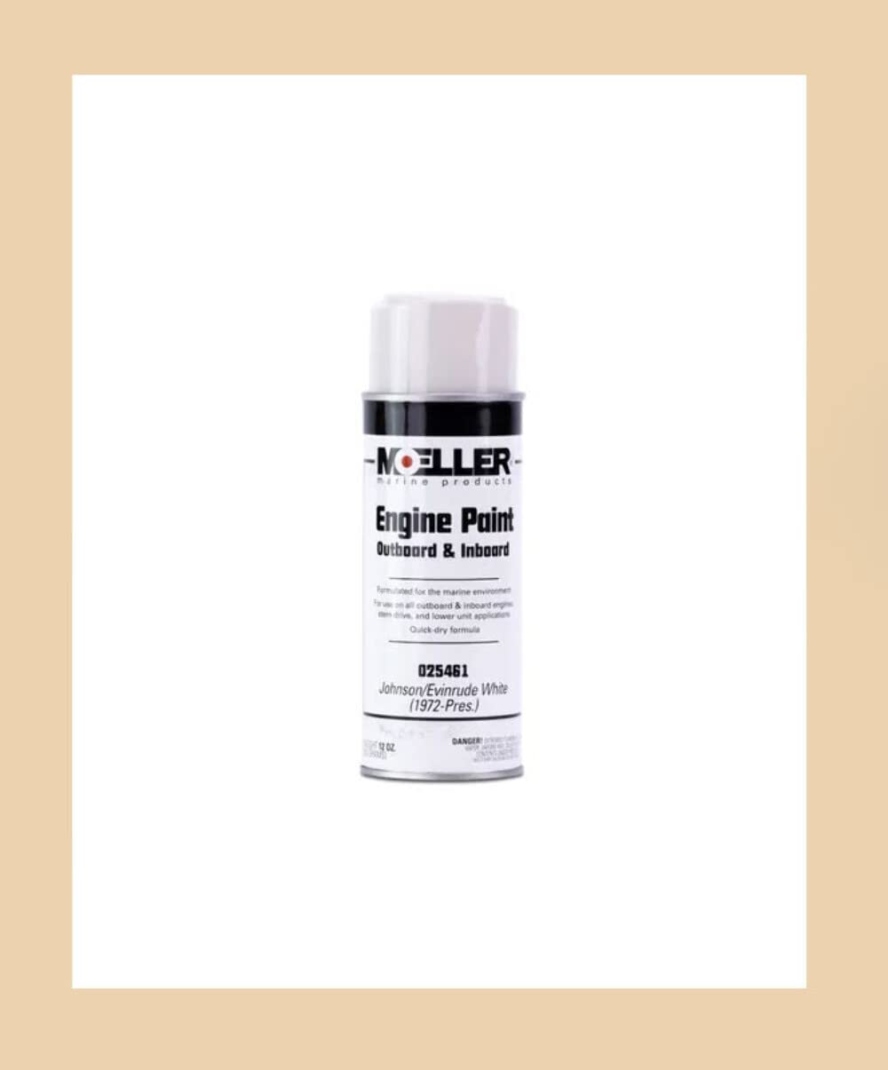 Moeller 025461 Johnson/Evinrude White Engine Spray Paint, OEM 173744, 1972-Up, 12 oz