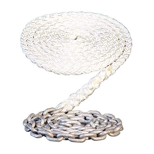 Maxwell 8-Plait Nylon Anchor Rode with Chain Leader - Available in 1/2" to 5/8" Rope, 150' to 300' Lengths