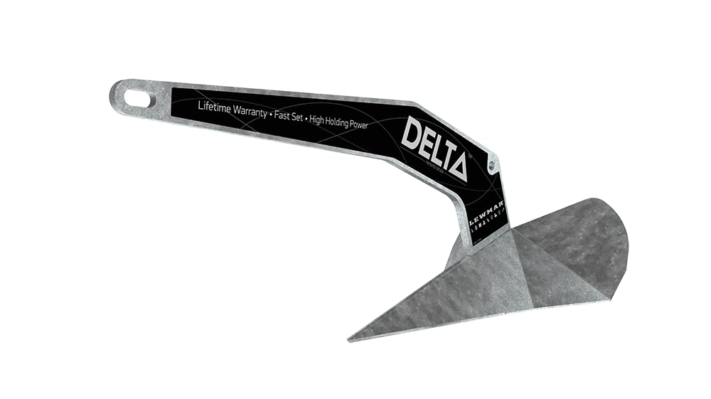 Lewmar Delta Anchor 0057404, 9 lb Galvanized Steel Plow Anchor for Boats 12 to 21 Feet