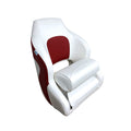Gen3 Marine Premium Captain's Bucket Seat, White/Red, Flip-Up Bolster, 5-1/4 Inch Mounting Pattern