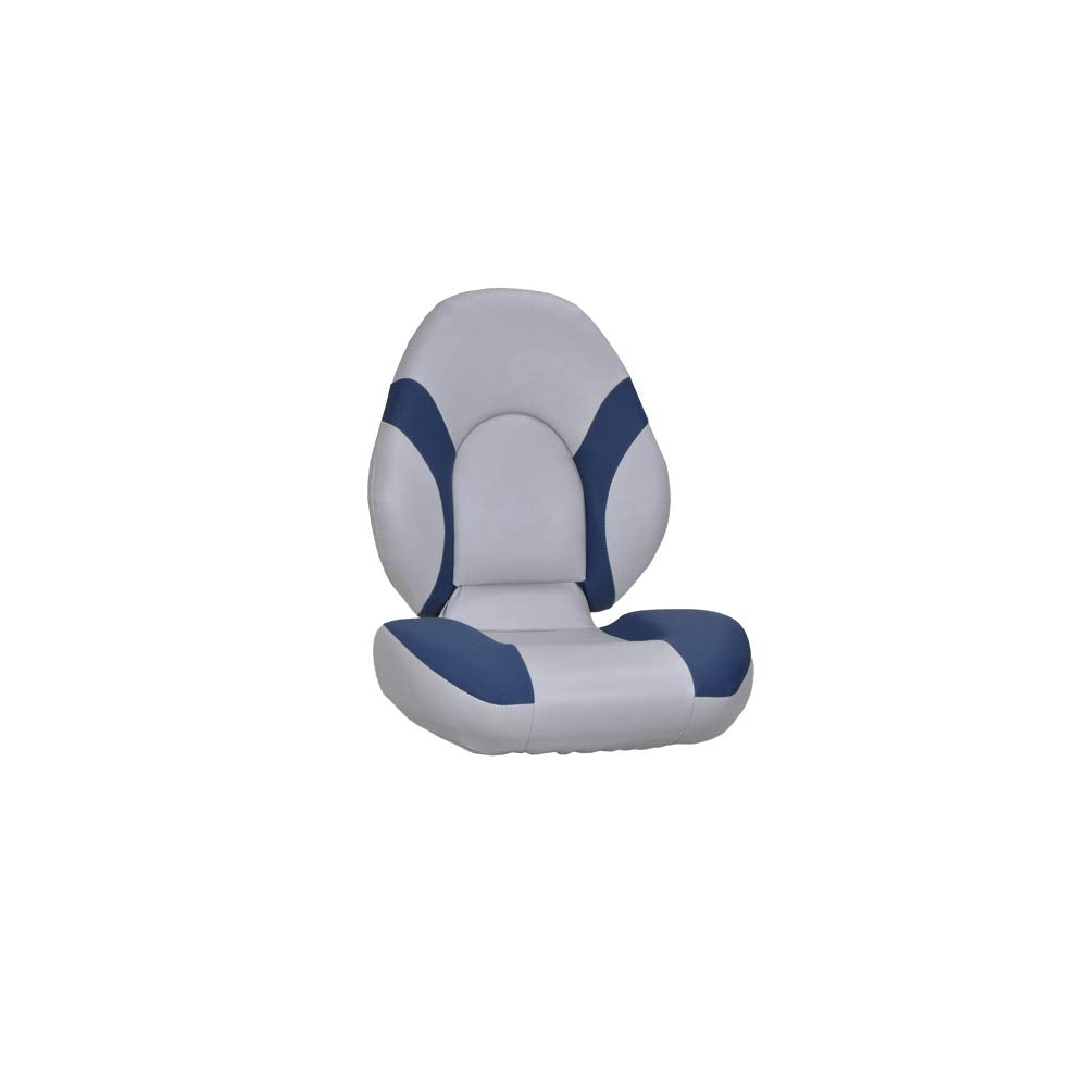Gen3 Marine Centric Folding Boat Seat, Light Grey/Blue, Marine-Grade Vinyl, ABYC H-31 Rated