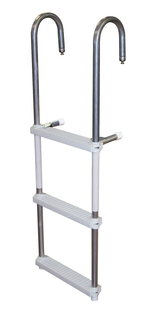 JIF Marine DMM3 3-Step Pontoon Swim Ladder, Aluminum, 300 Pound Capacity