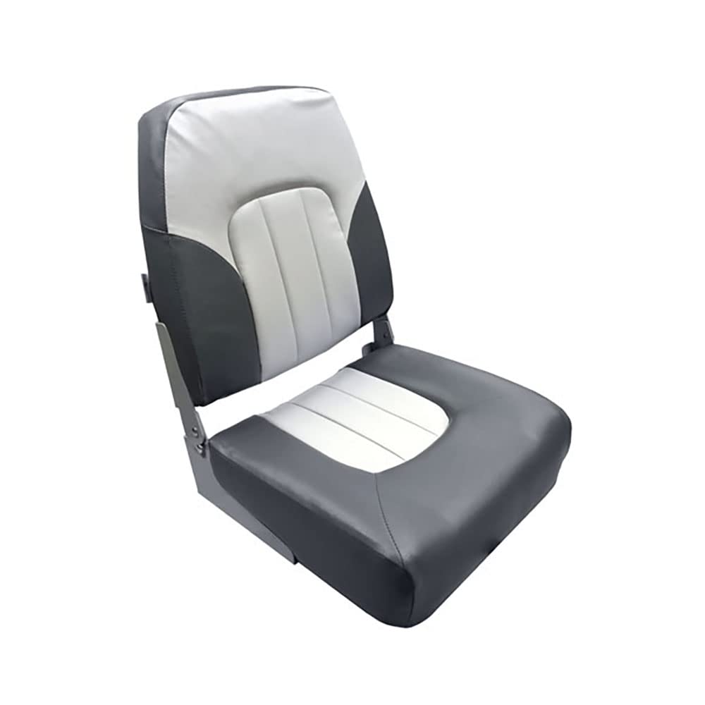 Gen3 Marine Deluxe High Back Folding Boat Seat, Gray/Charcoal, 6-253GC