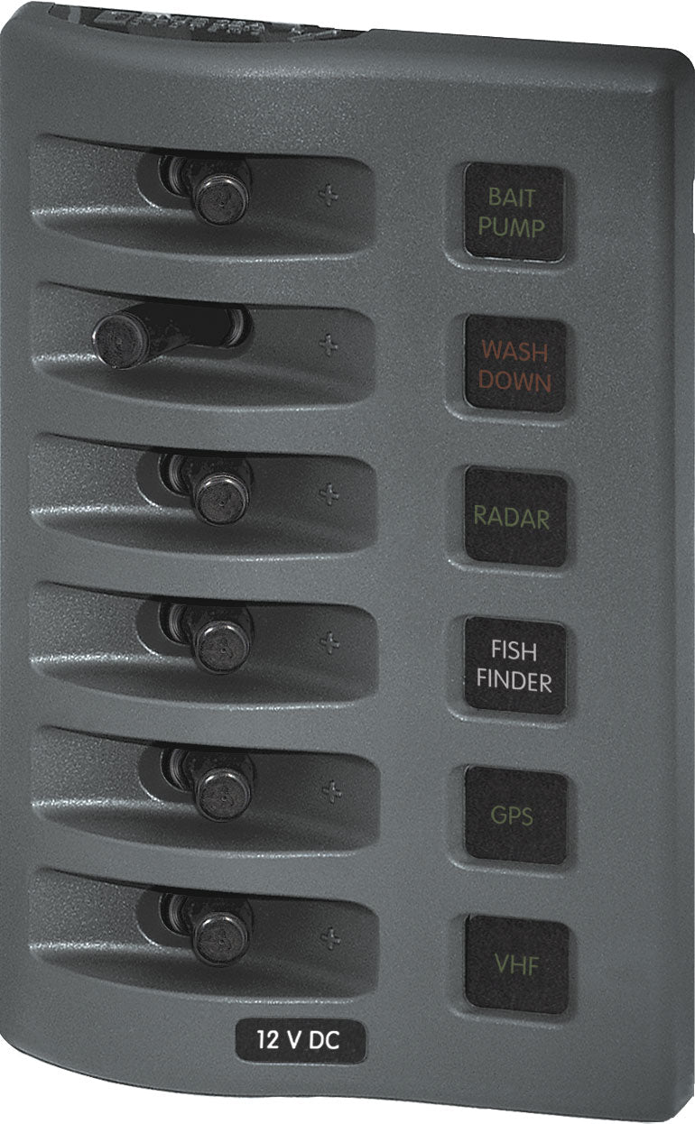 Blue Sea Systems WeatherDeck Waterproof Panel 4306, 6-Position Fused 12V DC Panel, IP67