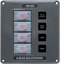 Blue Sea Systems 4320 Contura Water-Resistant Circuit Breaker Switch Panel, 4 Position, Gray